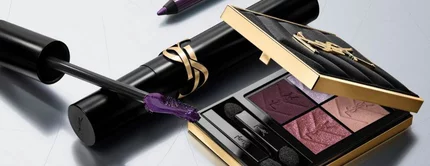 Produits maquillage yeux YSL violets et palette