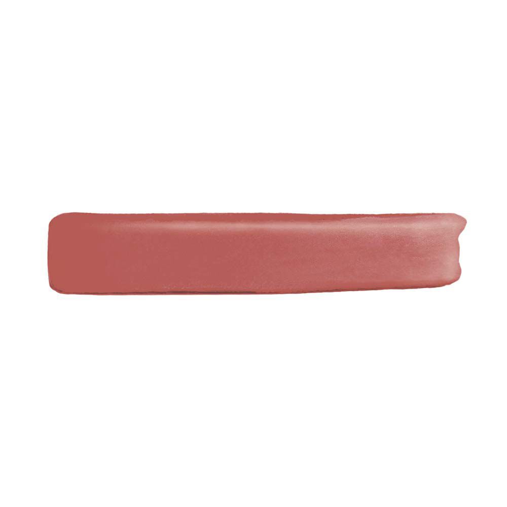 Un trait net et horizontal de rouge a levres liquide YSL, doux-mat et d'une texture veloutee, sur un fond blanc immacule.