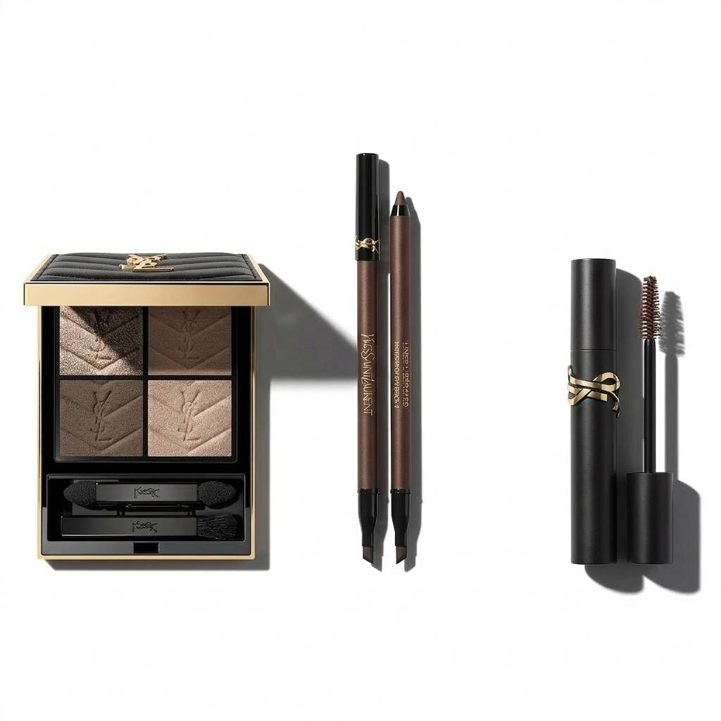 YSL oogmake-upproducten op een witte achtergrond