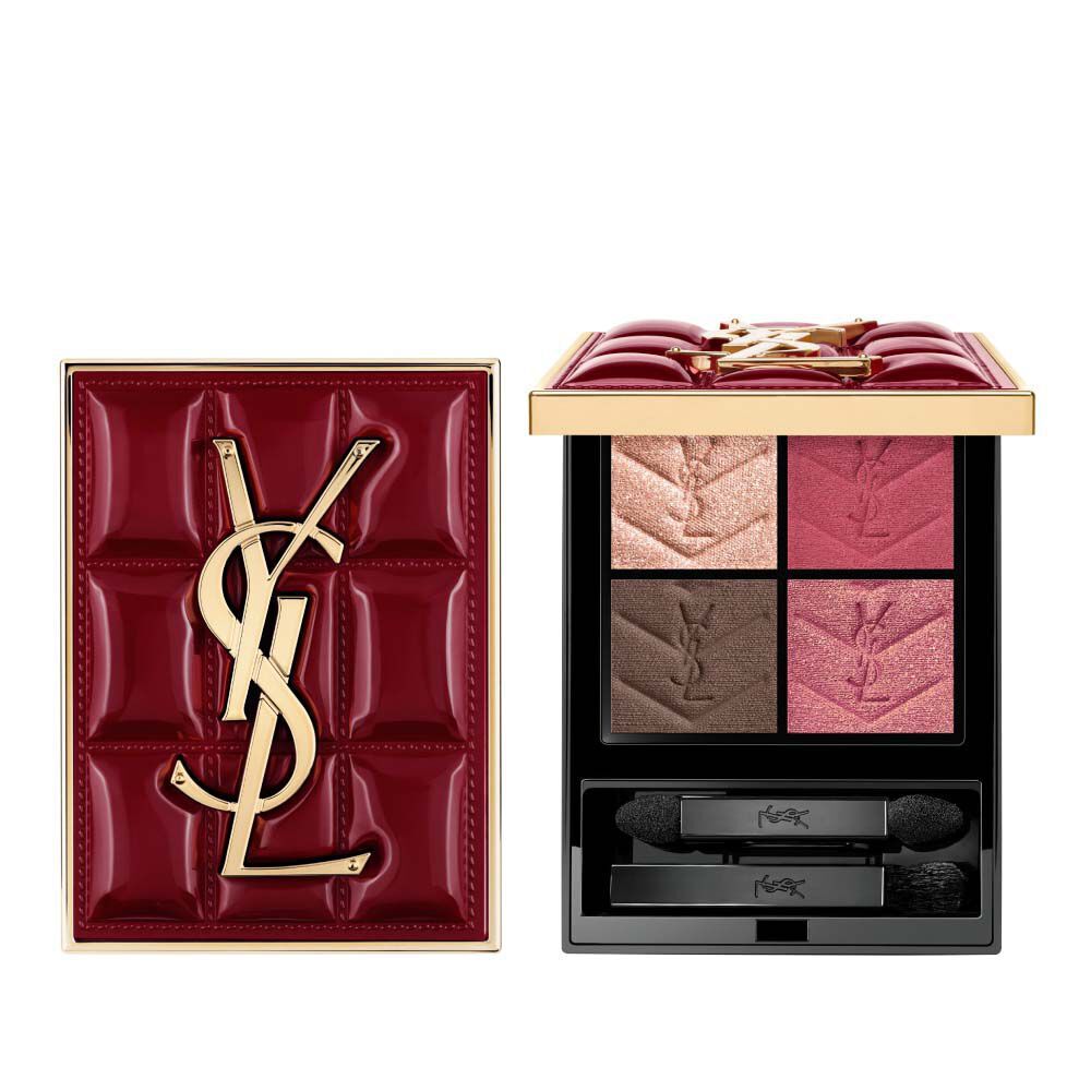 Palette collector edition Couture Mini Clutch YSL – etui bordeaux matelasse, quatre ombres a paupieres.